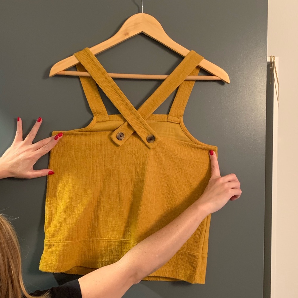 Madewell mustard apron sleeve top